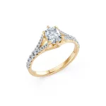 14K arany Labor gyémánt gyűrű 1 ct + 0,29 ct cushion csiszolás