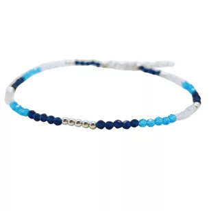 Aquamarine rock crystal blue bracelet with silver clasp