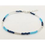 Aquamarine rock crystal blue bracelet with silver clasp