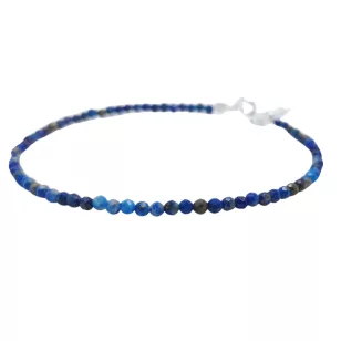 Lapis lazuli blue beaded bracelet with silver clasp
