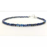 Lapis lazuli blue beaded bracelet with silver clasp