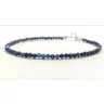 Lapis lazuli blue beaded bracelet with silver clasp