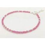 Faceted ruby bead bracelet with silver clasp