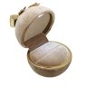 Premium velvet round jewelry box with bow, beige