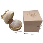 Premium velvet round jewelry box with bow, beige