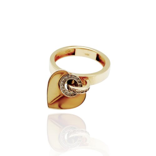 Gold ring with heart pendant