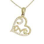 Heart-shaped LOVE gold pendant
