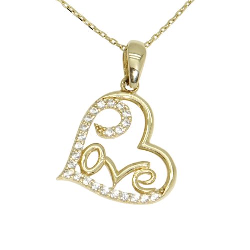 Heart-shaped LOVE gold pendant