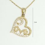 Heart-shaped LOVE gold pendant