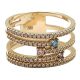 Gold multi-row ring with colored zirconia stones