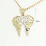 Angel wing gold pendant with zirconia stones