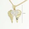 Angel wing gold pendant with zirconia stones