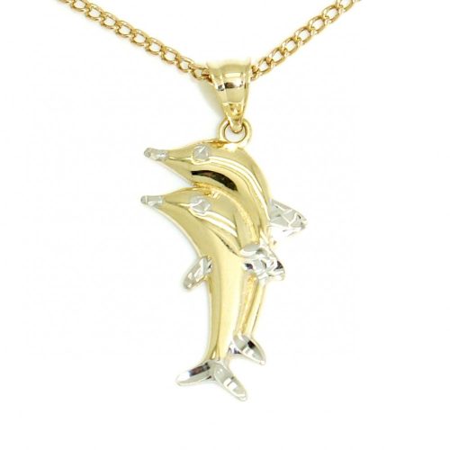 Pair of Dolphins Gold Pendant