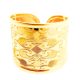 Gold band ring / Wide band with stylized pattern, larger size
