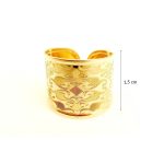 Gold band ring / Wide band with stylized pattern, larger size