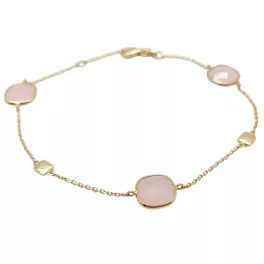 Pink stone gold bracelet with rose quartz