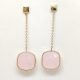 Pink stone gold drop / dangle earrings with rose quartz