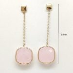 Pink stone gold drop / dangle earrings with rose quartz
