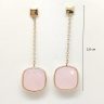 Pink stone gold drop / dangle earrings with rose quartz