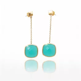 Gold-tone turquoise earrings with agate stones