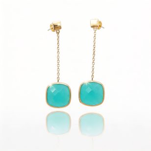Gold-tone turquoise earrings with agate stones