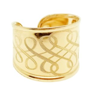 Gold band ring with infinite vine, larger size