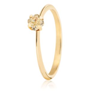   Unique cushion diamond ring, gold, 0.405 carats, brilliant cut