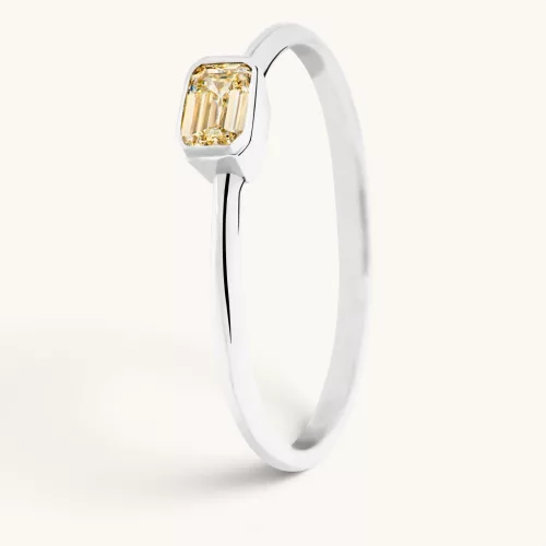 Egyedi emerald gyémánt gyűrű fehér arany 0.265 karát briliáns