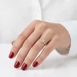 Egyedi emerald gyémánt gyűrű fehér arany 0.265 karát briliáns
