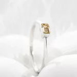 Egyedi emerald gyémánt gyűrű fehér arany 0.265 karát briliáns