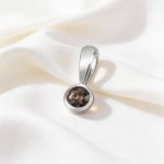White gold pendant with smoky quartz stone in a button setting