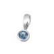 White gold pendant with blue topaz stone in a button setting