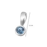 White gold pendant with blue topaz stone in a button setting