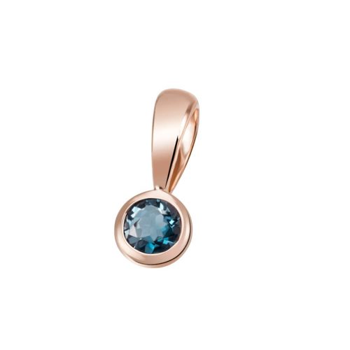Rose gold pendant with London topaz stone in a button setting