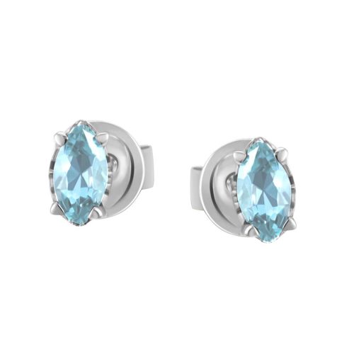 White gold stud earrings with blue topaz stones