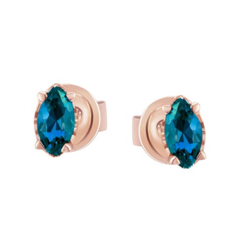 Rose gold stud earrings with London topaz stones