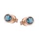 Rose gold stud earrings with London blue topaz stones