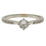 White gold engagement ring with round zirconia