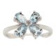 Aquamarine and diamond white gold flower ring