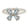 Aquamarine and diamond white gold flower ring