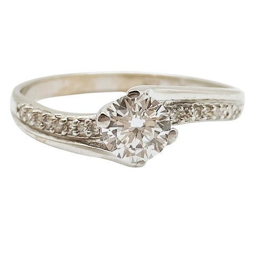 Twisted engagement ring in white gold with zirconia stones