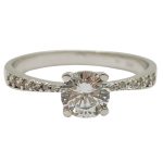 White gold engagement ring with round zirconia stone