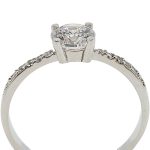 White gold engagement ring with round zirconia stone
