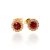 Gold flower earrings with red stones