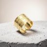 Gold band ring / Wide band with Greek pattern, larger size