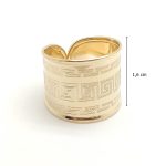 Gold band ring / Wide band with Greek pattern, larger size