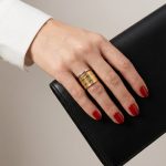 Gold band ring / Wide band with Greek pattern, larger size