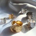 Gold band ring / Wide band with Greek pattern, larger size