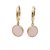 Gold earrings with round pink rose quartz stones