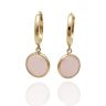 Gold earrings with round pink rose quartz stones